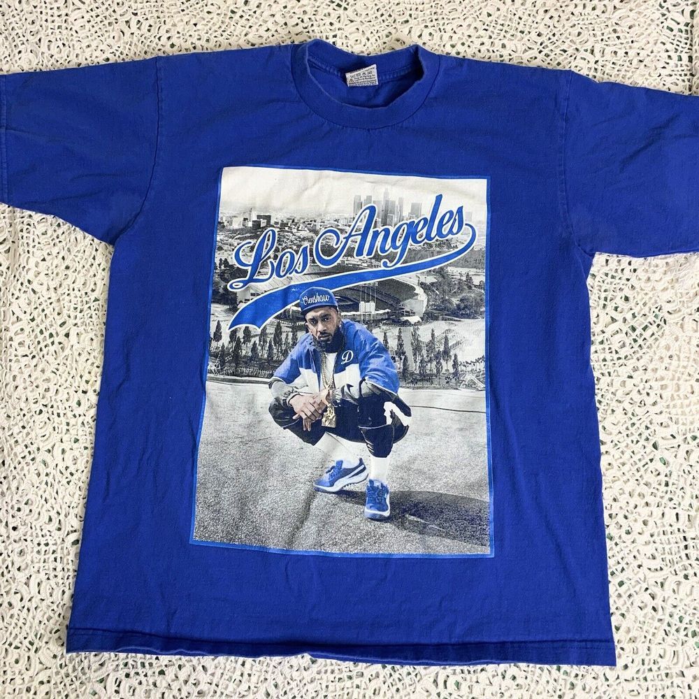 Nipsey (XL) Hussle Pro Super Heavy Los Angeles Dodgers T-Shirt  Blue